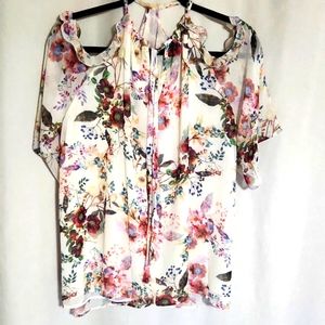 NEW! Jessica Simpson Maternity Sheer Floral Cold Shoulder Blouse Size XL